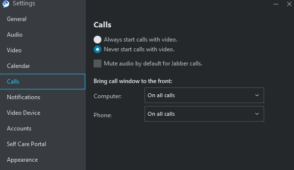 calls option menu