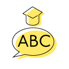 letters 'abc' in a text bubble